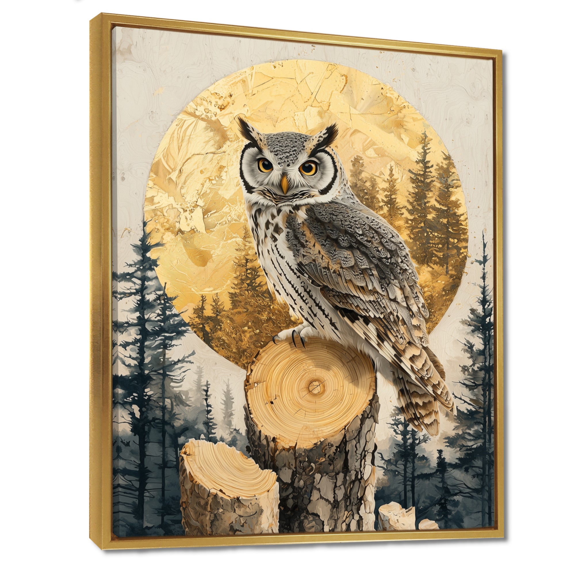 Owl Into Golden Forest Landscape - Owl Wall Art Prints