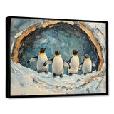 Penguin Family In A Winter Landscape - White Penguin Wall Art