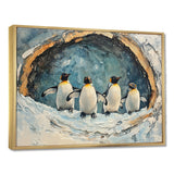 Penguin Family In A Winter Landscape - White Penguin Wall Art