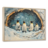 Penguin Family In A Winter Landscape - White Penguin Wall Art