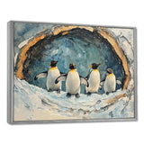 Penguin Family In A Winter Landscape - White Penguin Wall Art