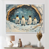 Penguin Family In A Winter Landscape - White Penguin Wall Art