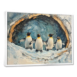 Penguin Family In A Winter Landscape - White Penguin Wall Art