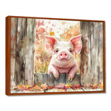 Pig Portrait At The Barn - Pig Large Canvas Wall Art