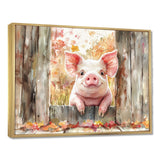 Pig Portrait At The Barn - Pig Large Canvas Wall Art