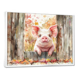 Pig Portrait At The Barn - Pig Large Canvas Wall Art