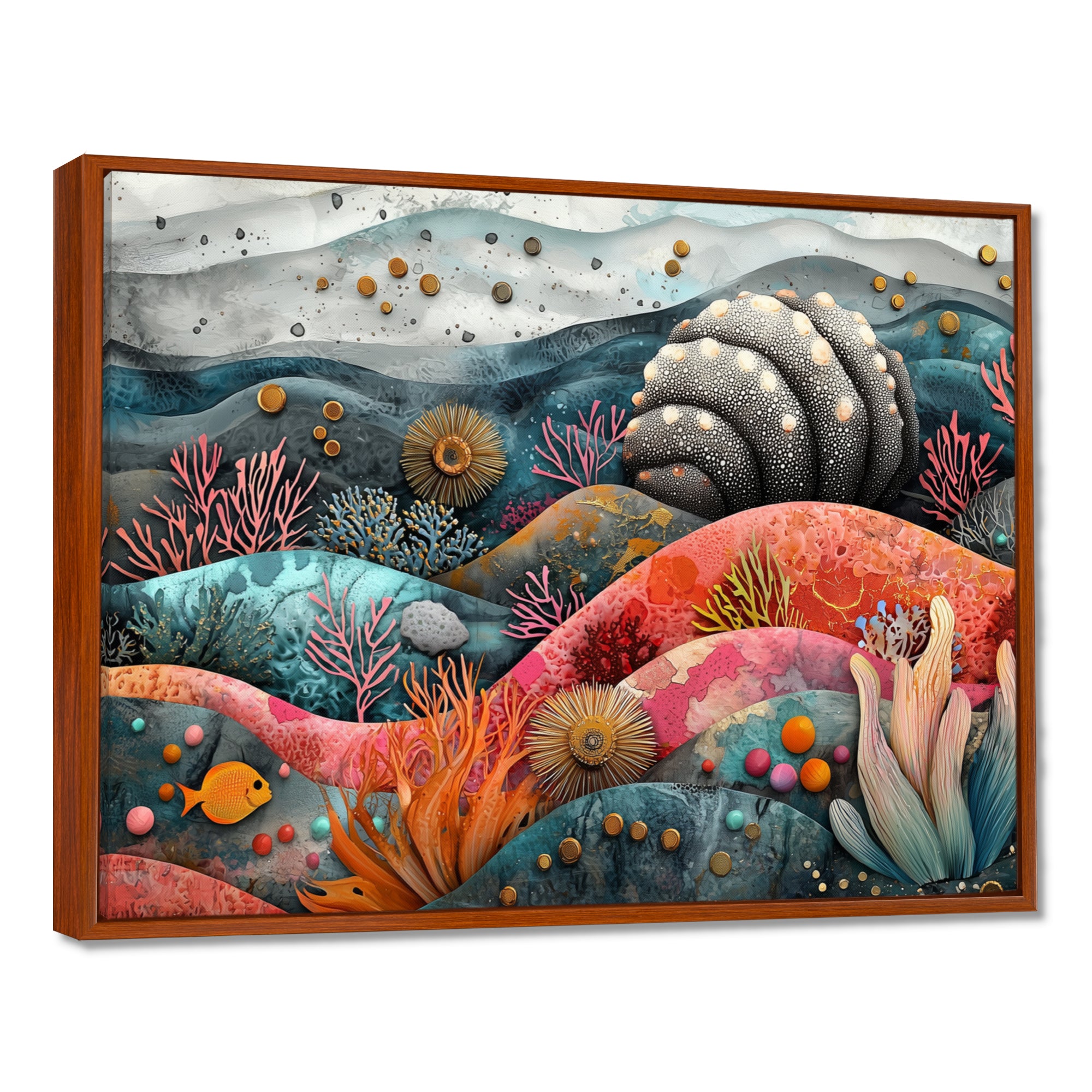 Abstract Aquarium Sea Urchin And Coral Horizon - Sea Urchin Large Canvas Wall Art