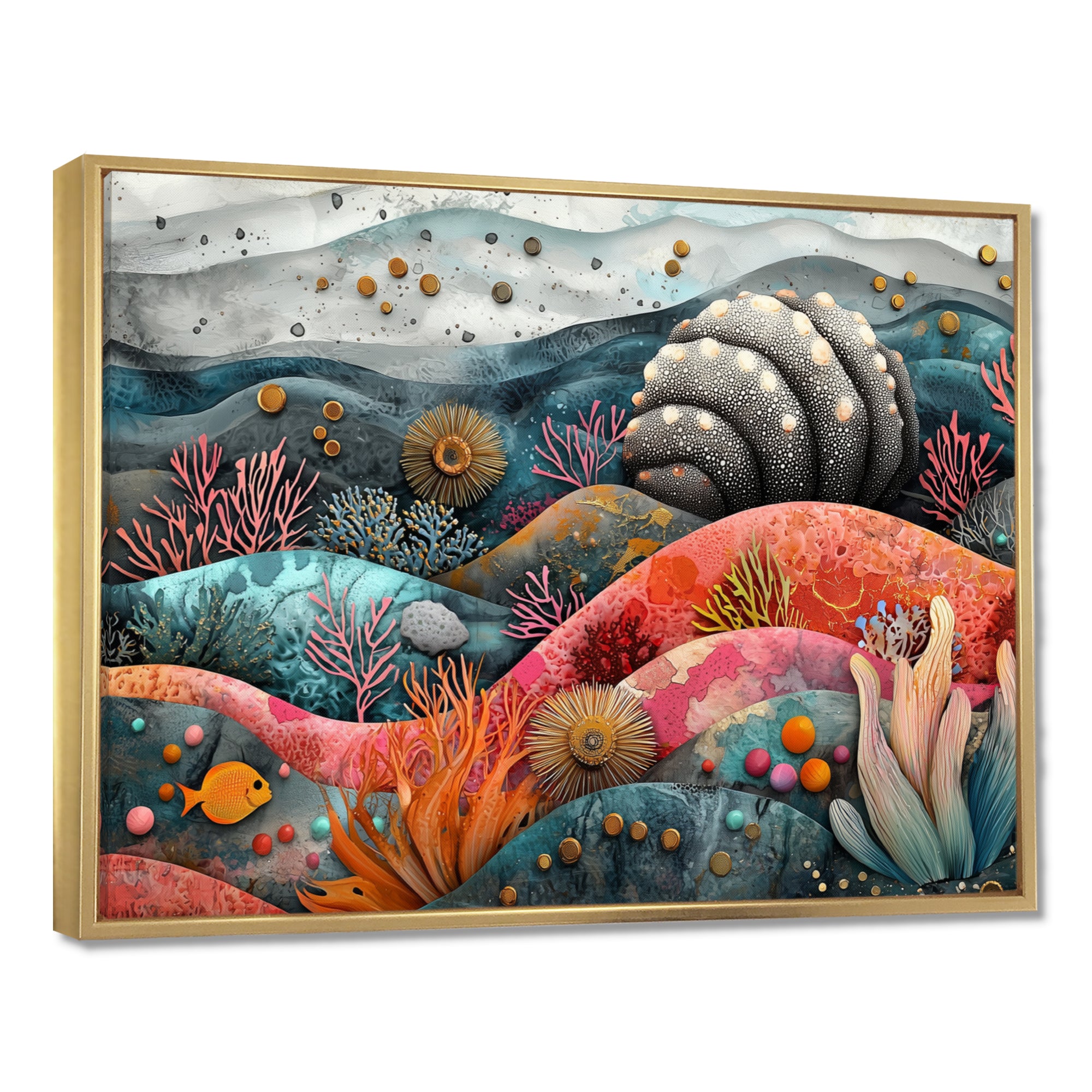 Abstract Aquarium Sea Urchin And Coral Horizon - Sea Urchin Large Canvas Wall Art