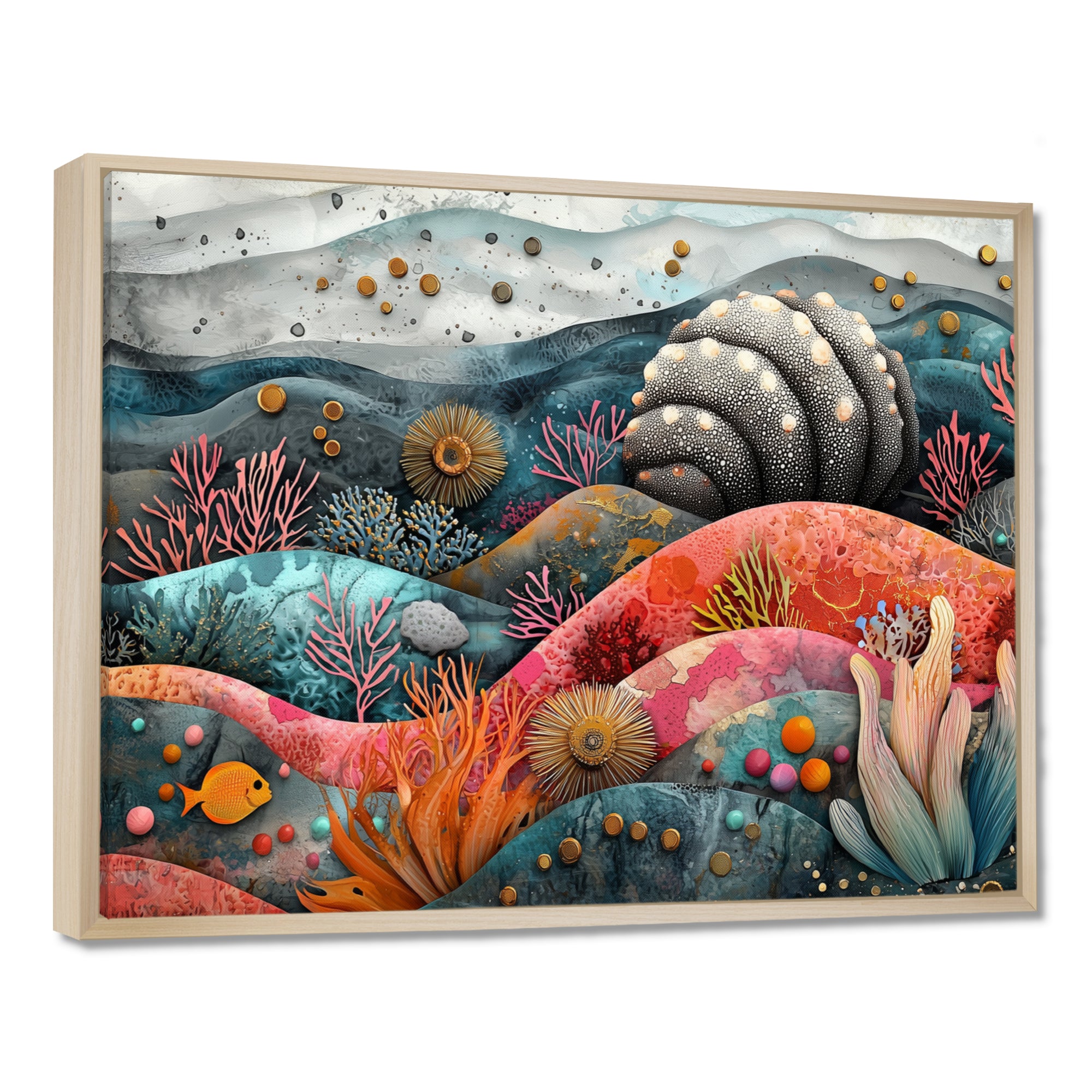 Abstract Aquarium Sea Urchin And Coral Horizon - Sea Urchin Large Canvas Wall Art