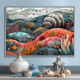 Abstract Aquarium Sea Urchin And Coral Horizon - Sea Urchin Large Canvas Wall Art