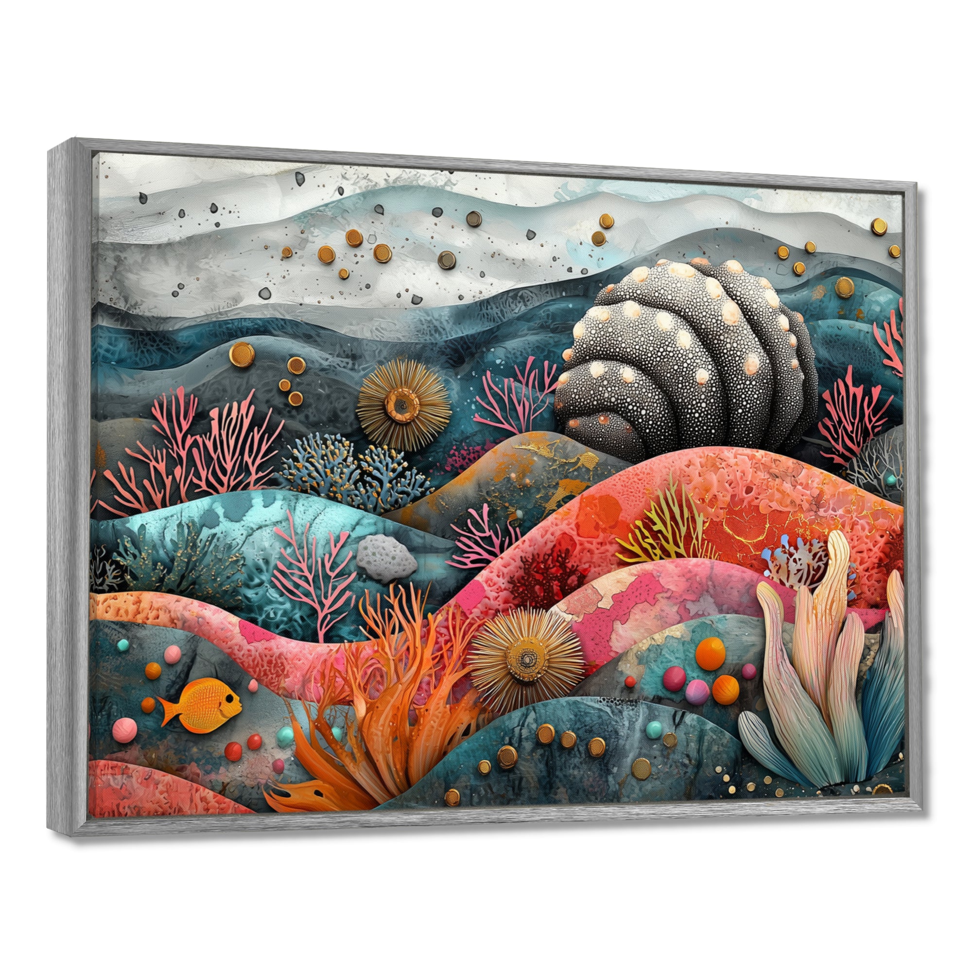 Abstract Aquarium Sea Urchin And Coral Horizon - Sea Urchin Large Canvas Wall Art