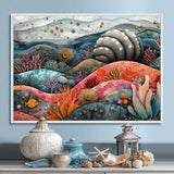 Abstract Aquarium Sea Urchin And Coral Horizon - Sea Urchin Large Canvas Wall Art