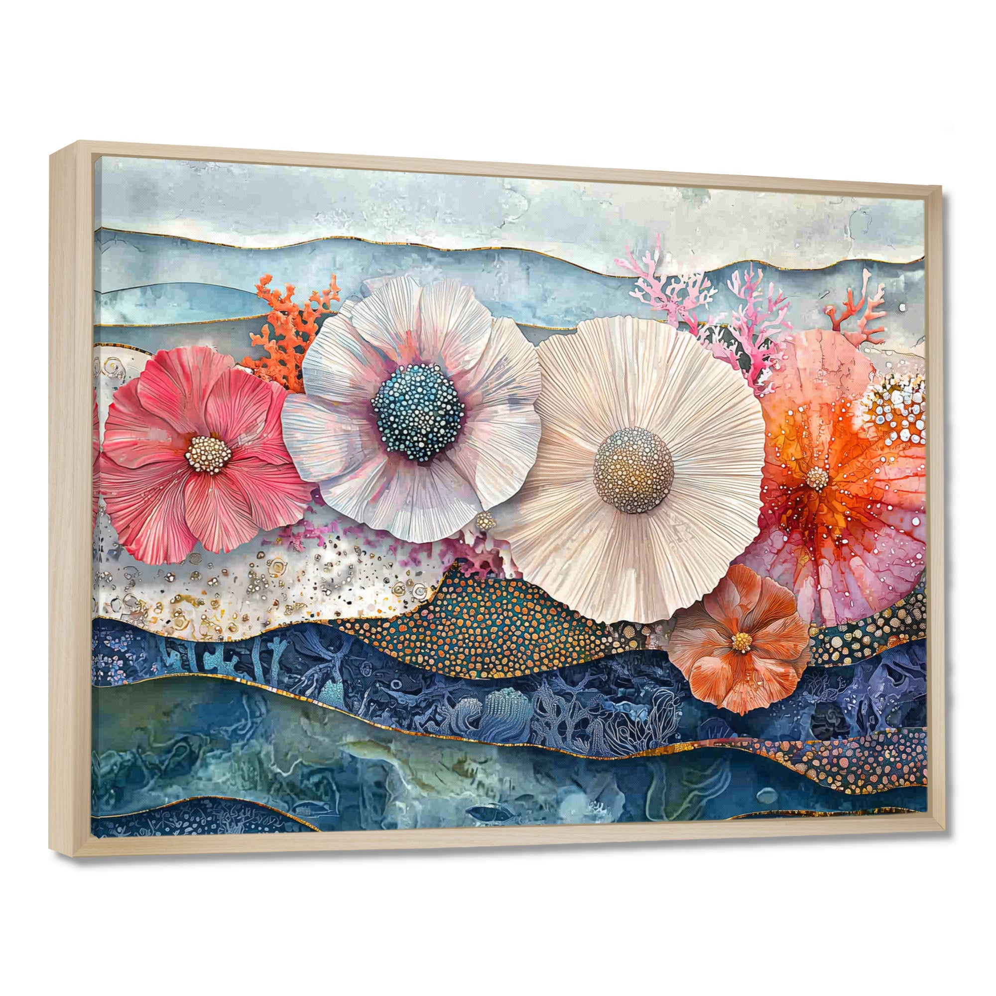 Colorful Sea Urchin And Flower Serenade - Sea Urchin Canvas Wall Art