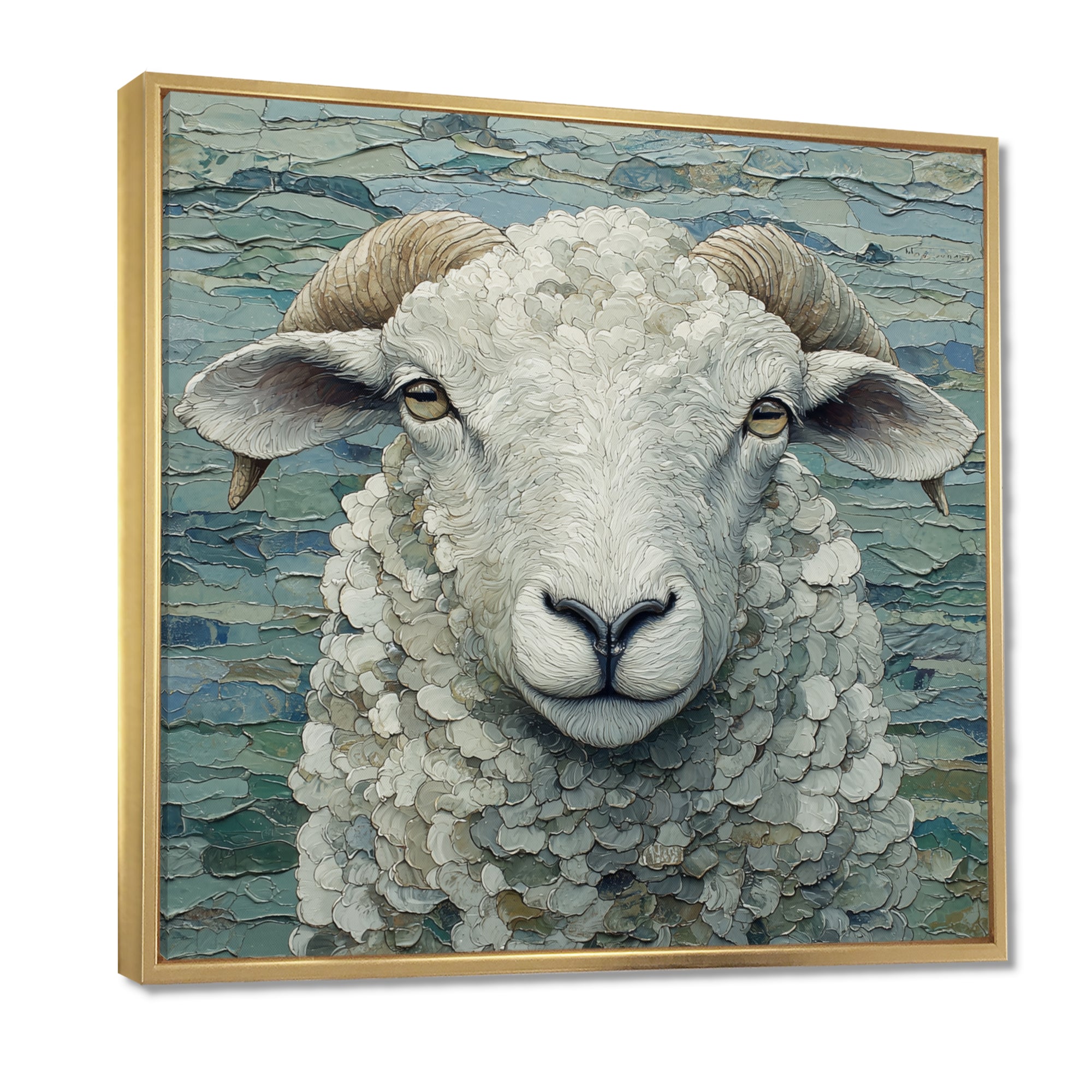 Ewes Gaze Of Sheep Portrait - Sheep Canvas Wall Art