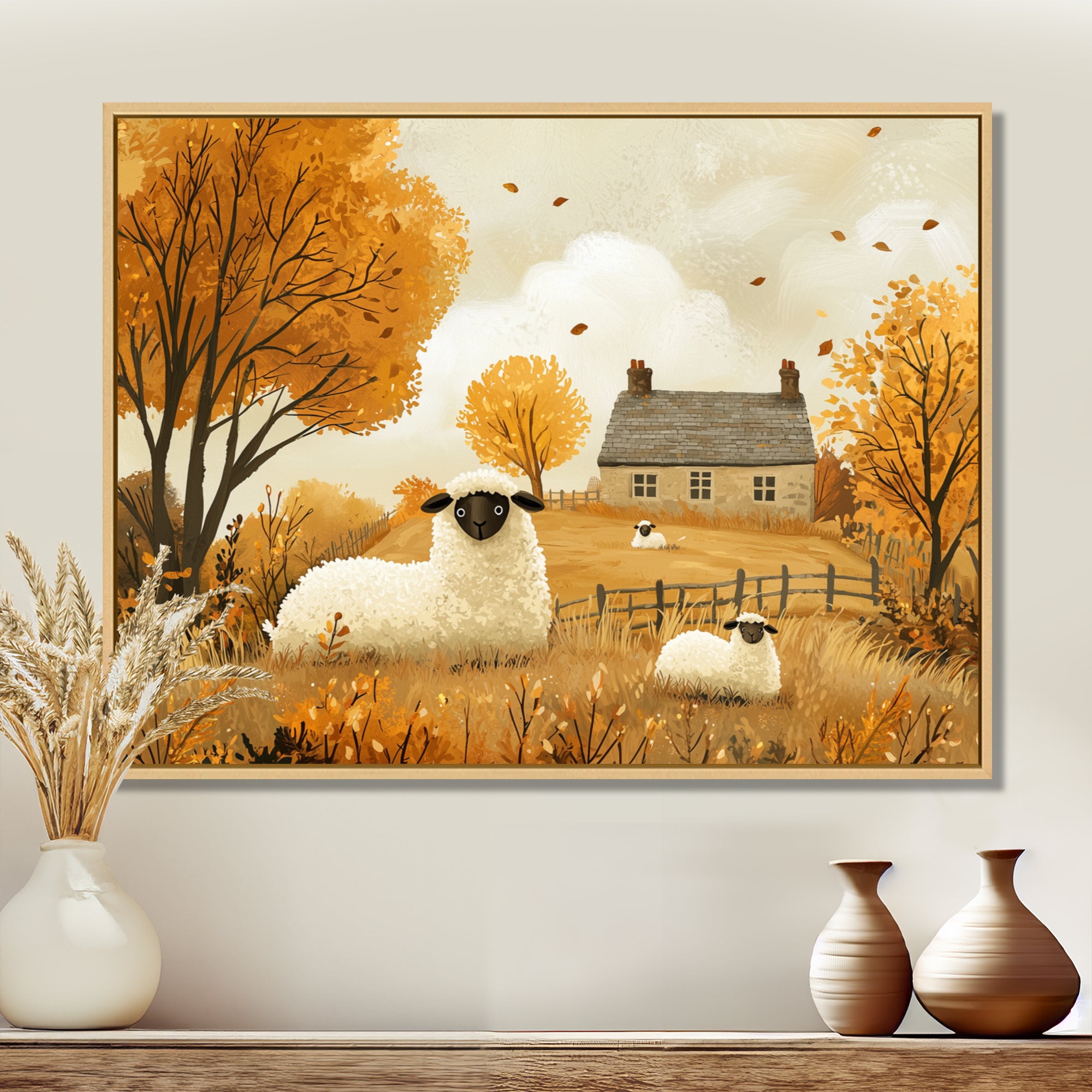 Sheep Farmyard Friends In Autumn - Sheep Wall Decor
