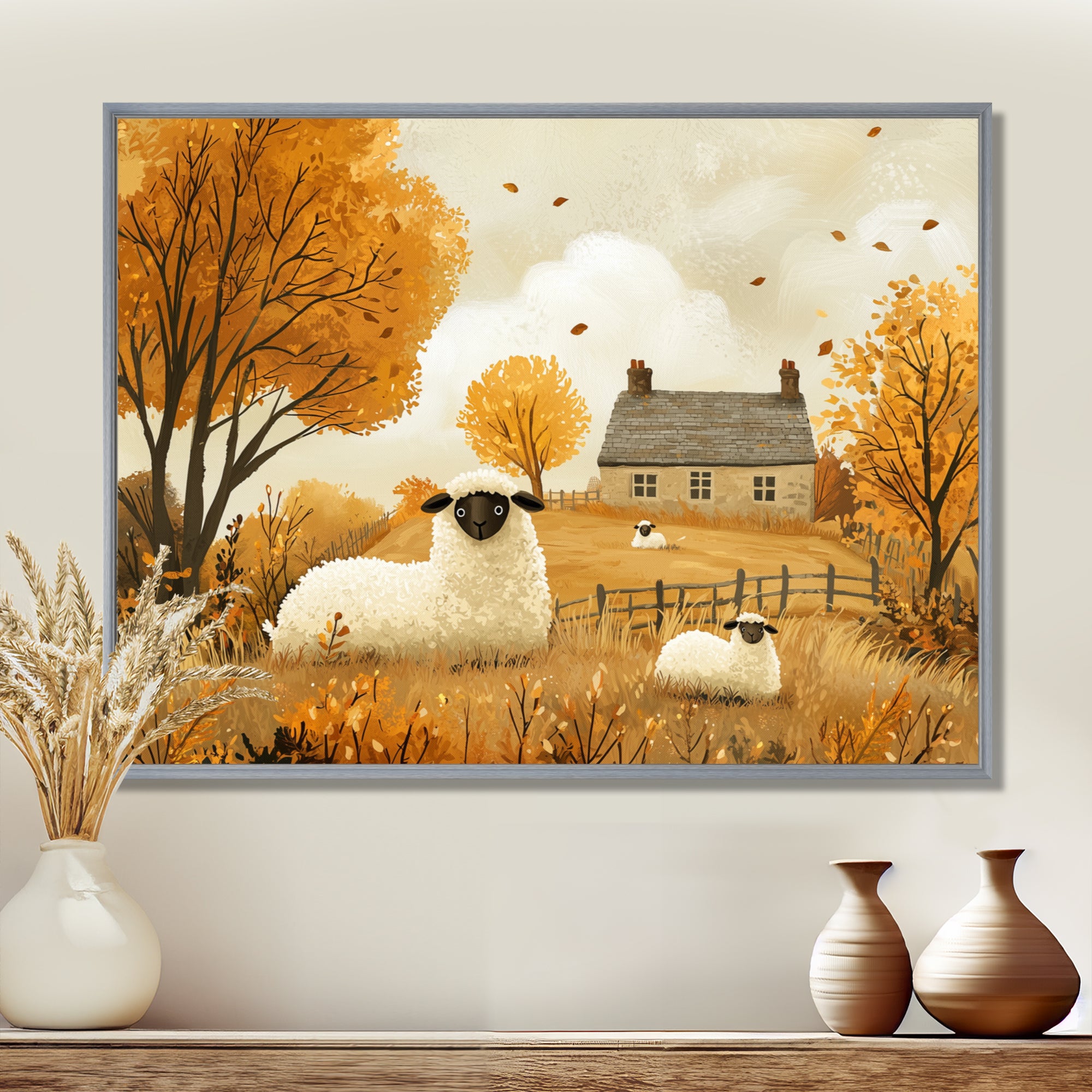 Sheep Farmyard Friends In Autumn - Sheep Wall Decor