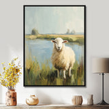 Sheep By The Pond With Gentle Breeze - Sheep Wall Art Prints