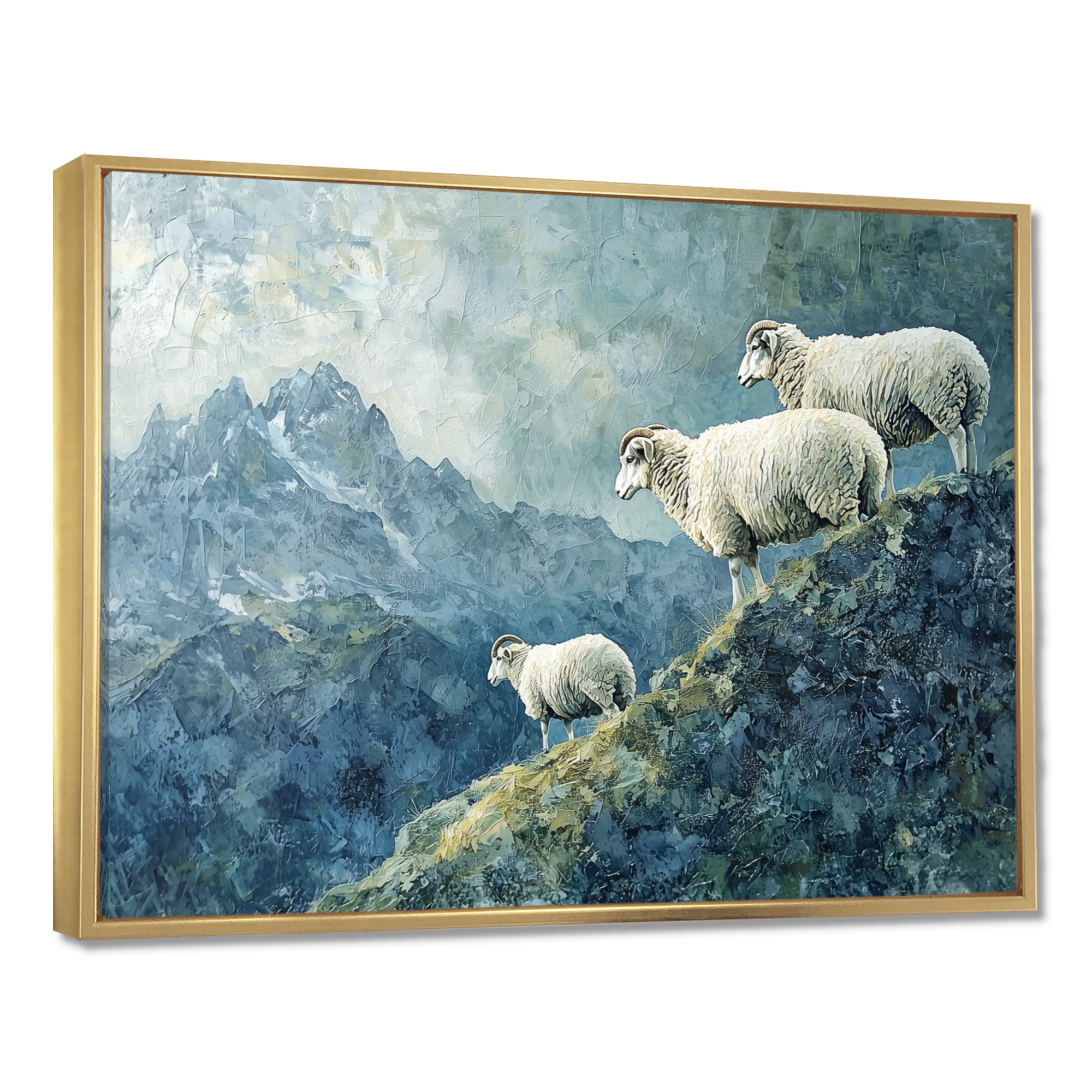 Mountain Retreat Of Sheep - Blue Sheep Wall Art