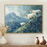 Mountain Retreat Of Sheep - Blue Sheep Wall Art