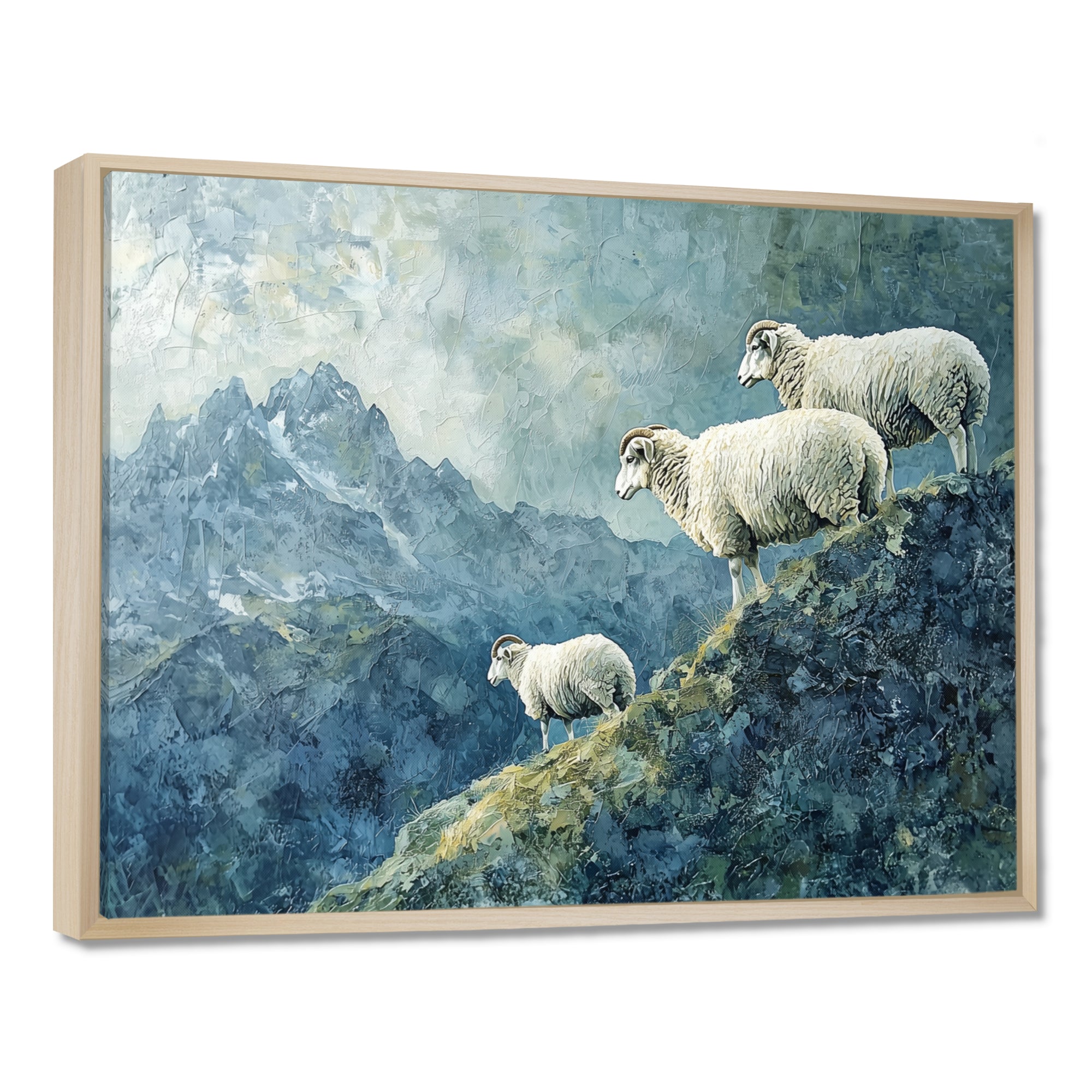 Mountain Retreat Of Sheep - Blue Sheep Wall Art