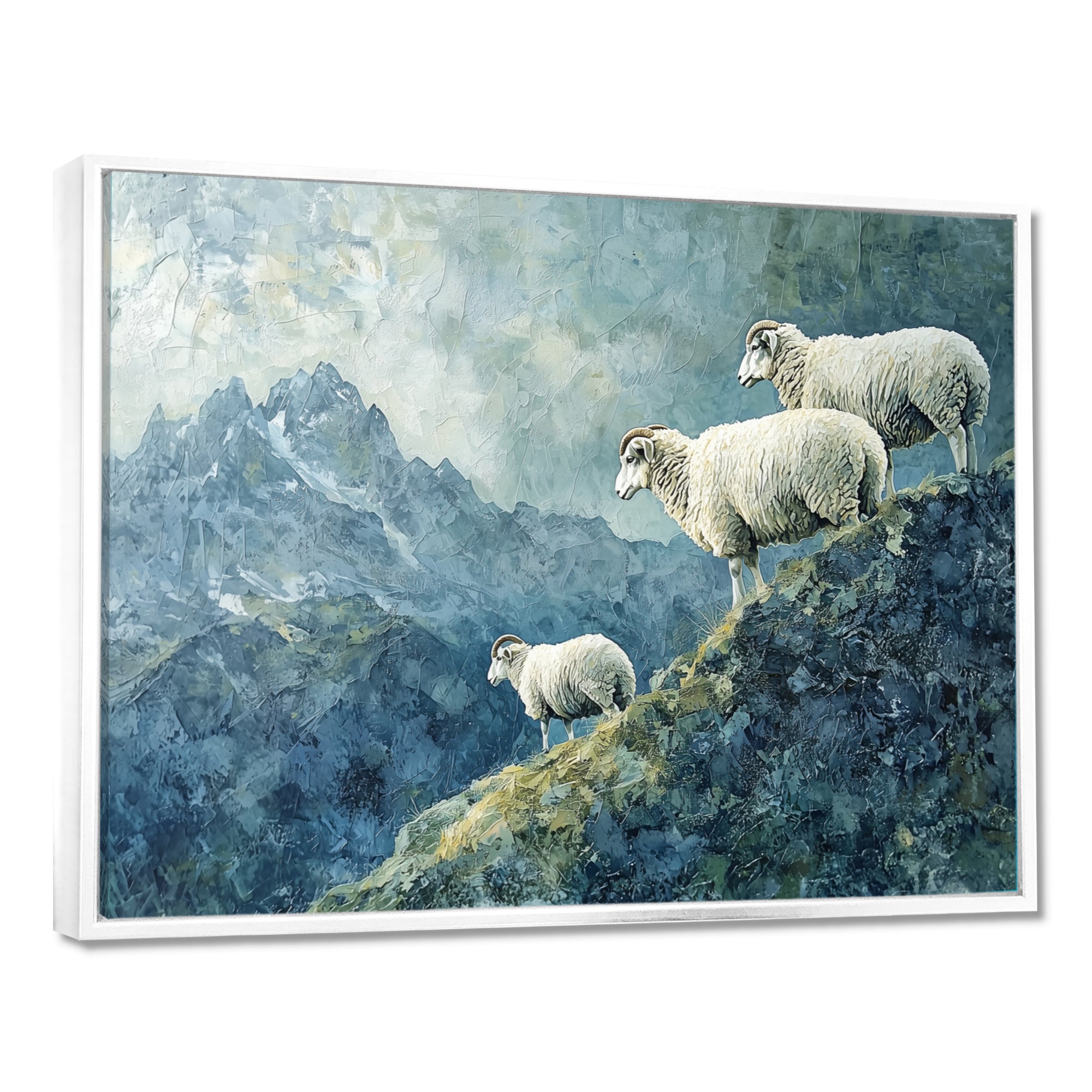 Mountain Retreat Of Sheep - Blue Sheep Wall Art