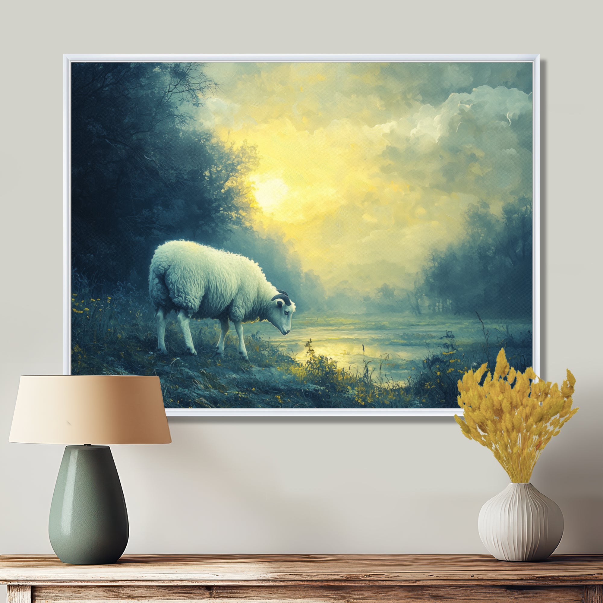 Countryside Sheep Pastoral Dream - Sheep Large Canvas Wall Art