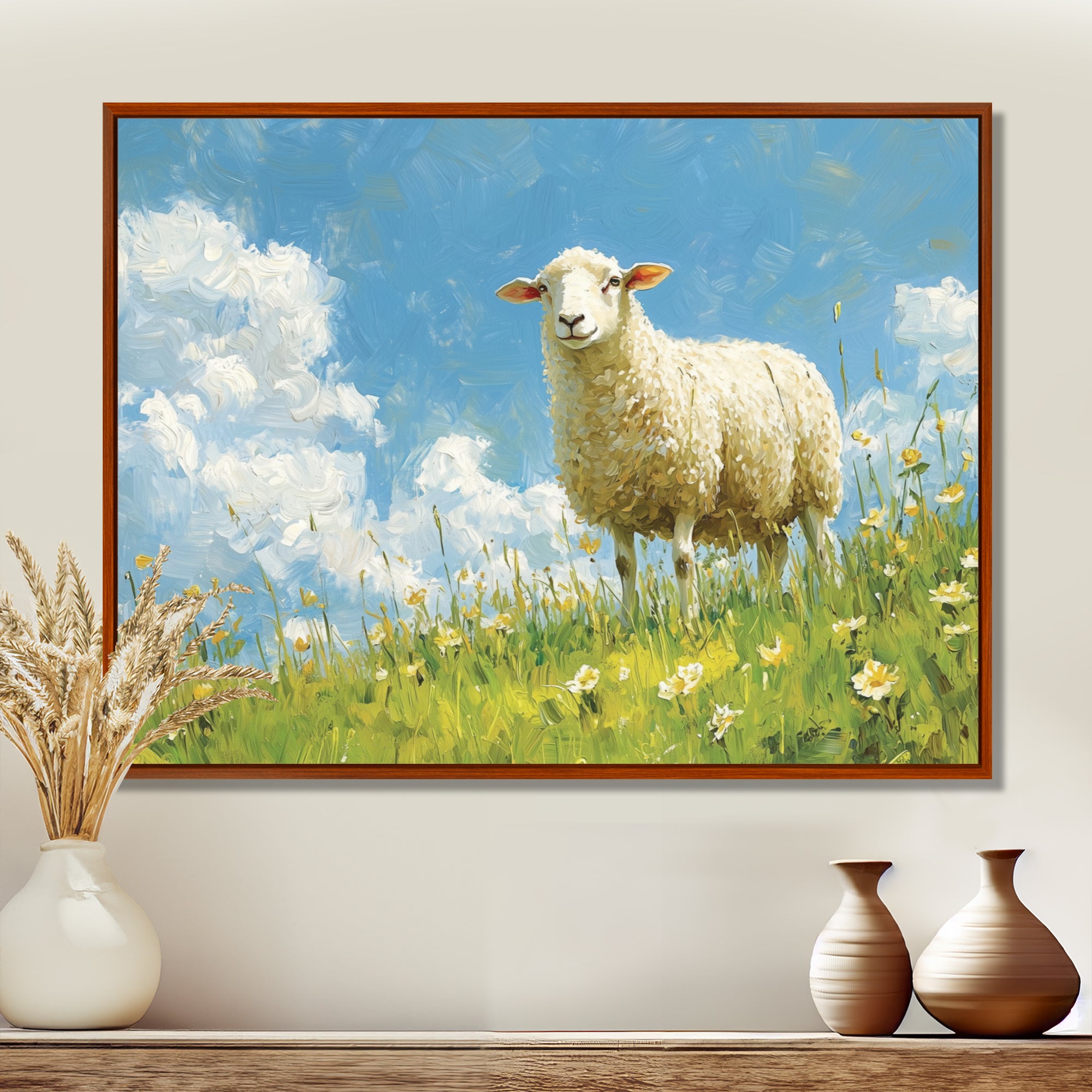 Quiet Pasture Sheep Portrait - Sheep Home Decor Art