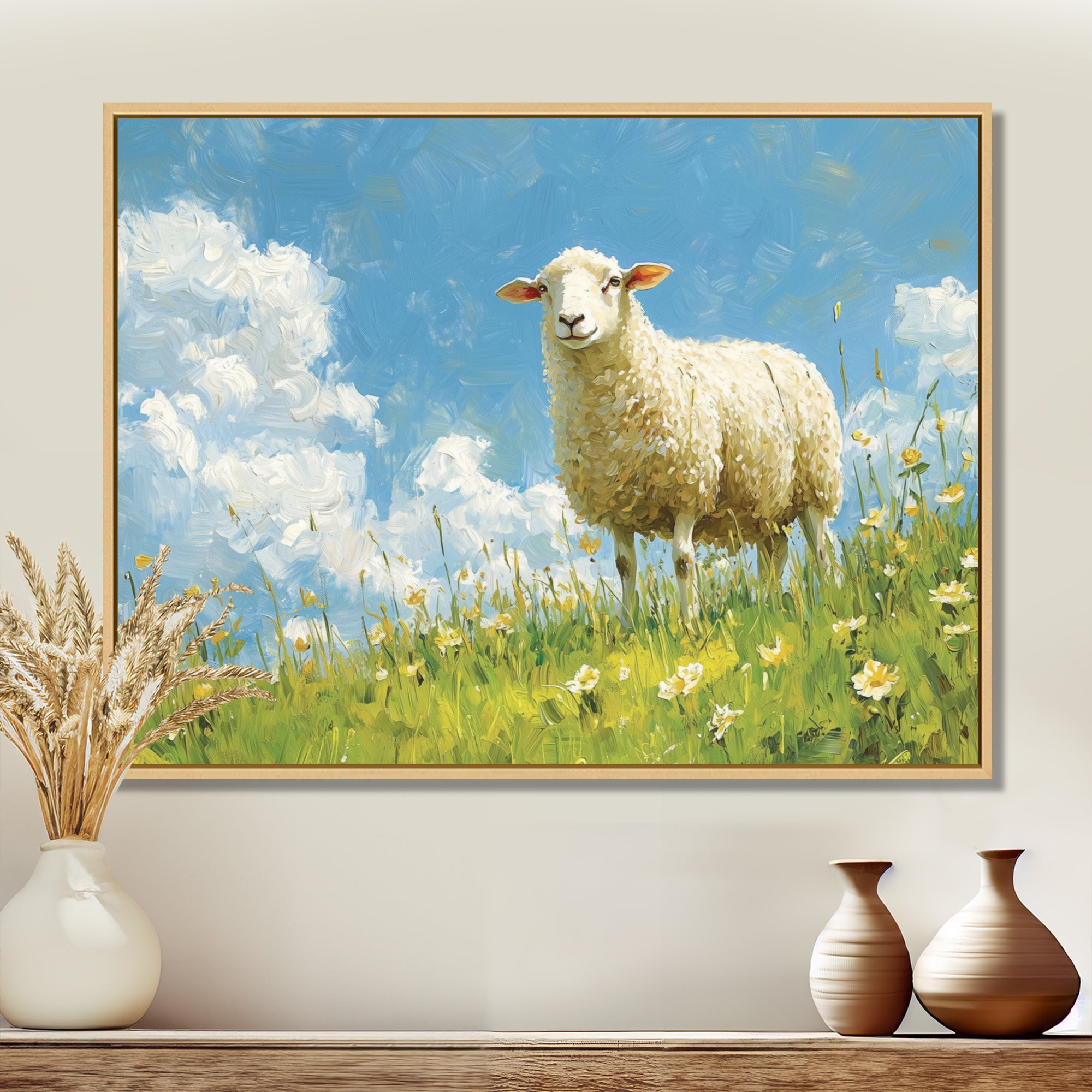 Quiet Pasture Sheep Portrait - Sheep Home Decor Art