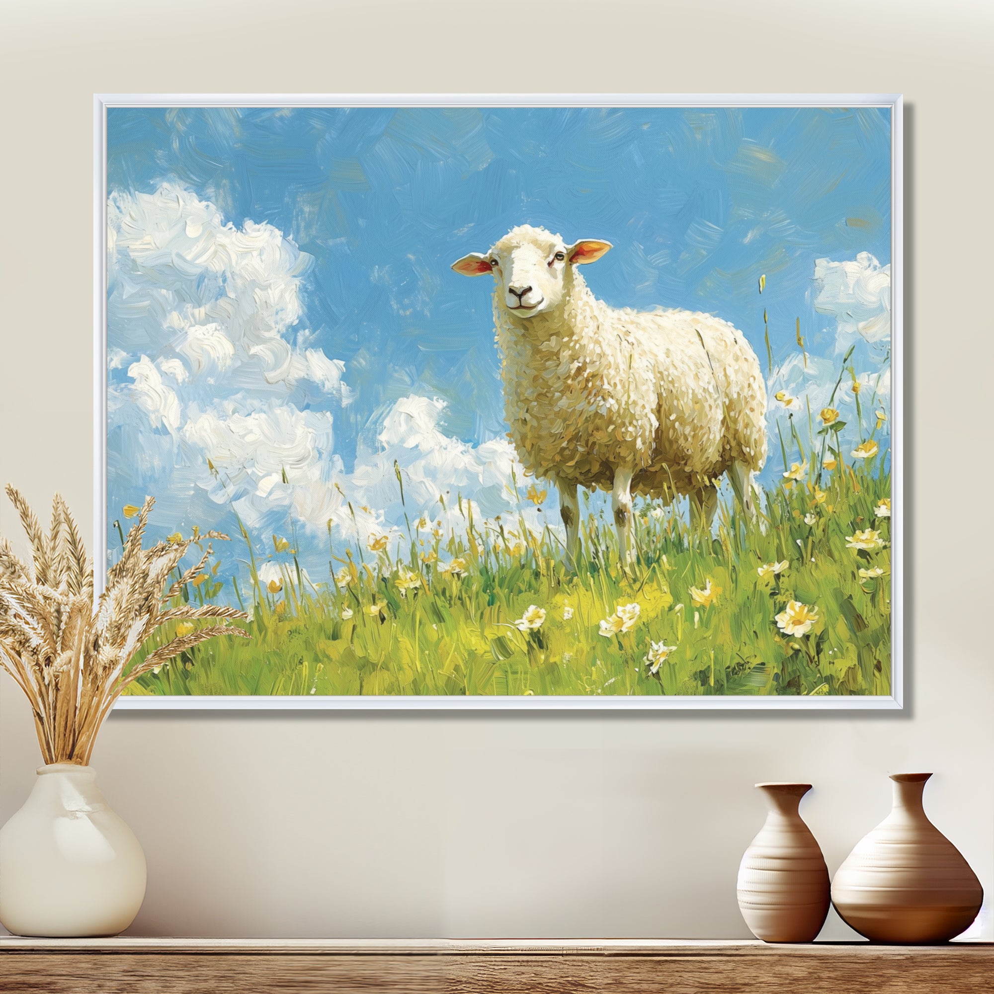 Quiet Pasture Sheep Portrait - Sheep Home Decor Art