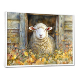 Sheep Floral Portrait At The Barn - Sheep Bedroom Wall Art