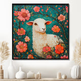 Cute Sheep In Bloom - Sheep Canvas Wall Art