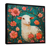 Cute Sheep In Bloom - Sheep Canvas Wall Art