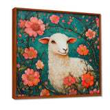 Cute Sheep In Bloom - Sheep Canvas Wall Art