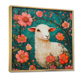 Cute Sheep In Bloom - Sheep Canvas Wall Art