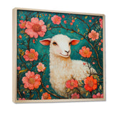 Cute Sheep In Bloom - Sheep Canvas Wall Art