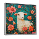 Cute Sheep In Bloom - Sheep Canvas Wall Art