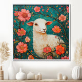 Cute Sheep In Bloom - Sheep Canvas Wall Art
