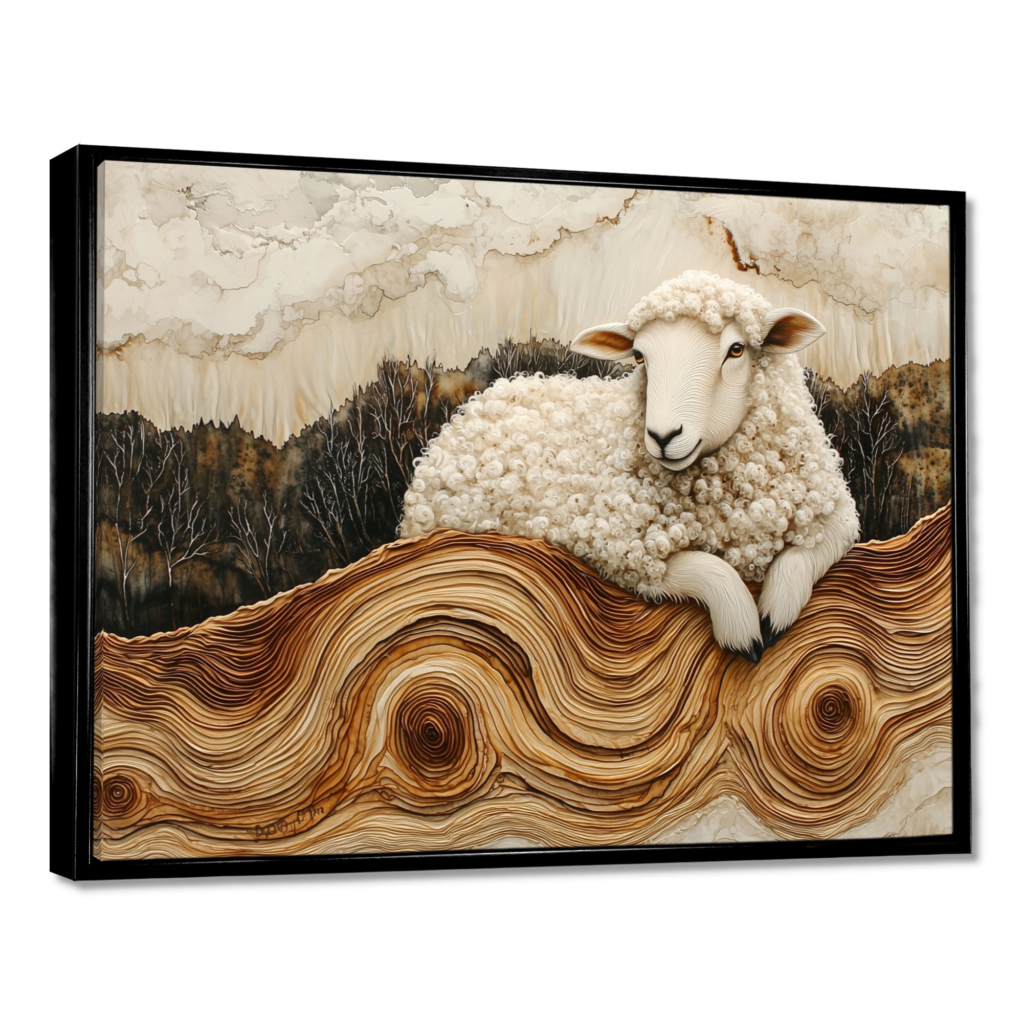 Abstract Sheep In Farm Landscape - Sheep Wall Art Prints