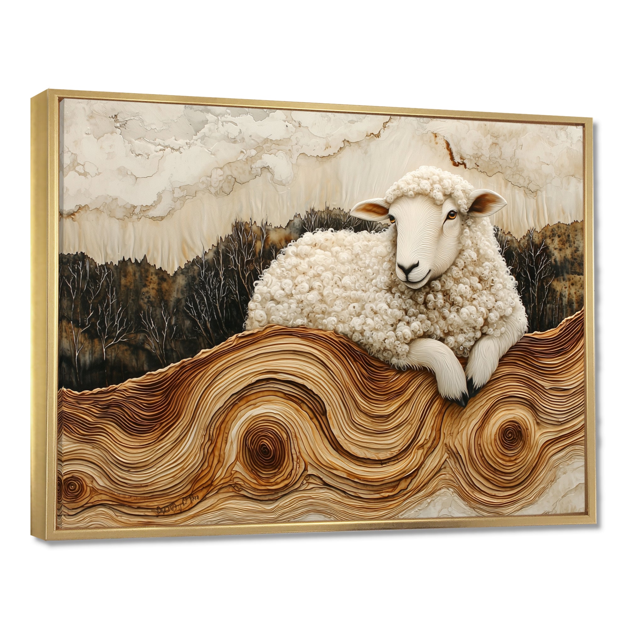 Abstract Sheep In Farm Landscape - Sheep Wall Art Prints