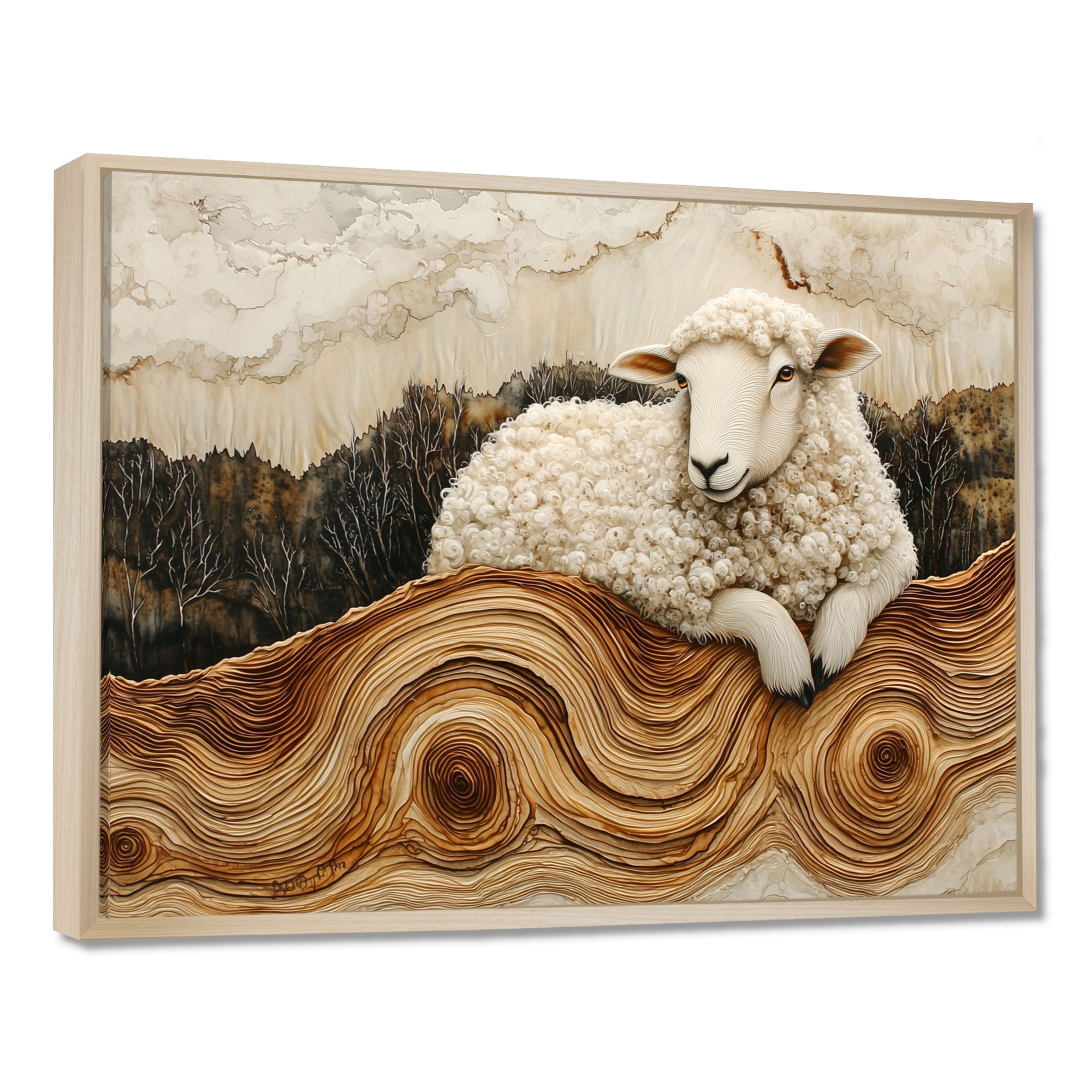 Abstract Sheep In Farm Landscape - Sheep Wall Art Prints