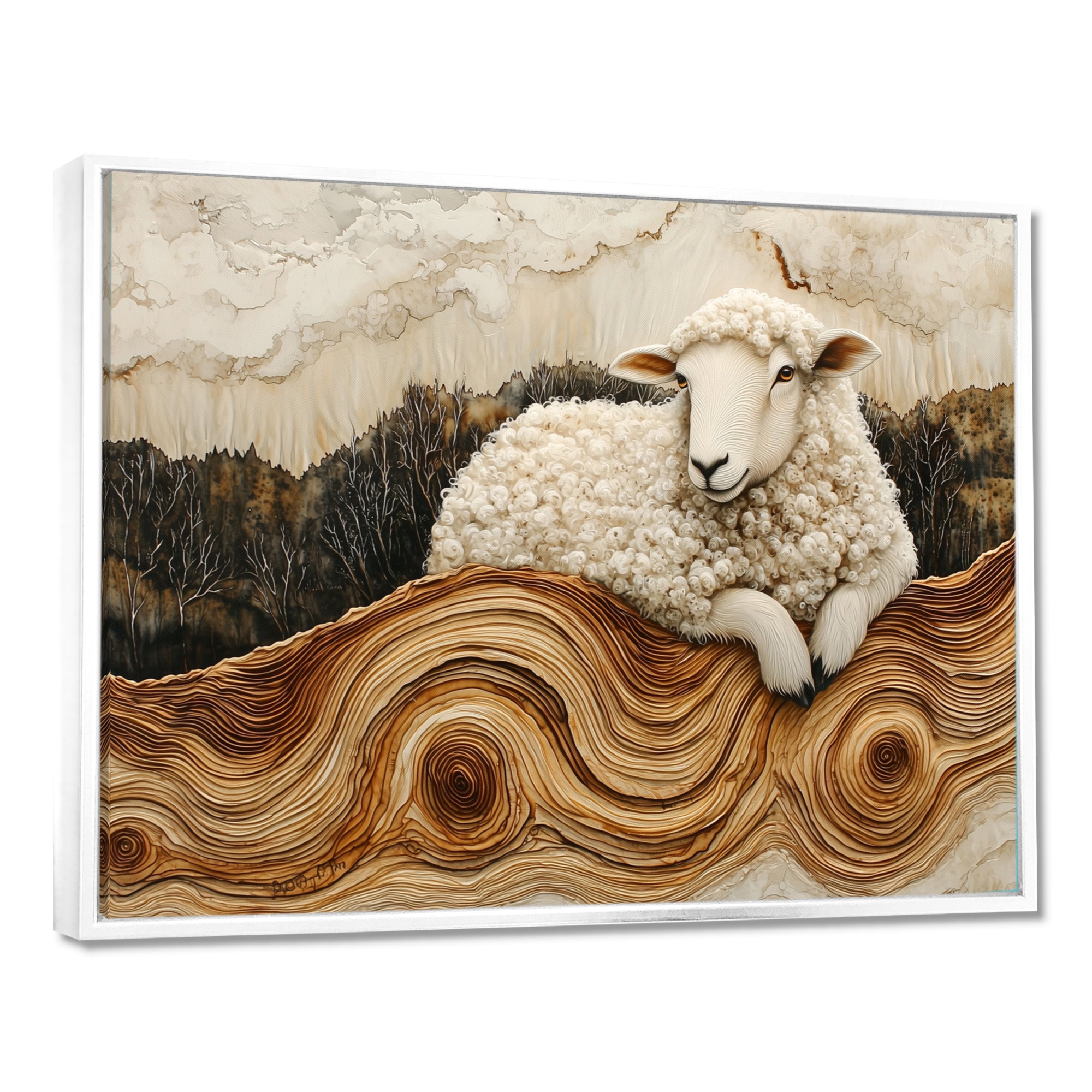 Abstract Sheep In Farm Landscape - Sheep Wall Art Prints