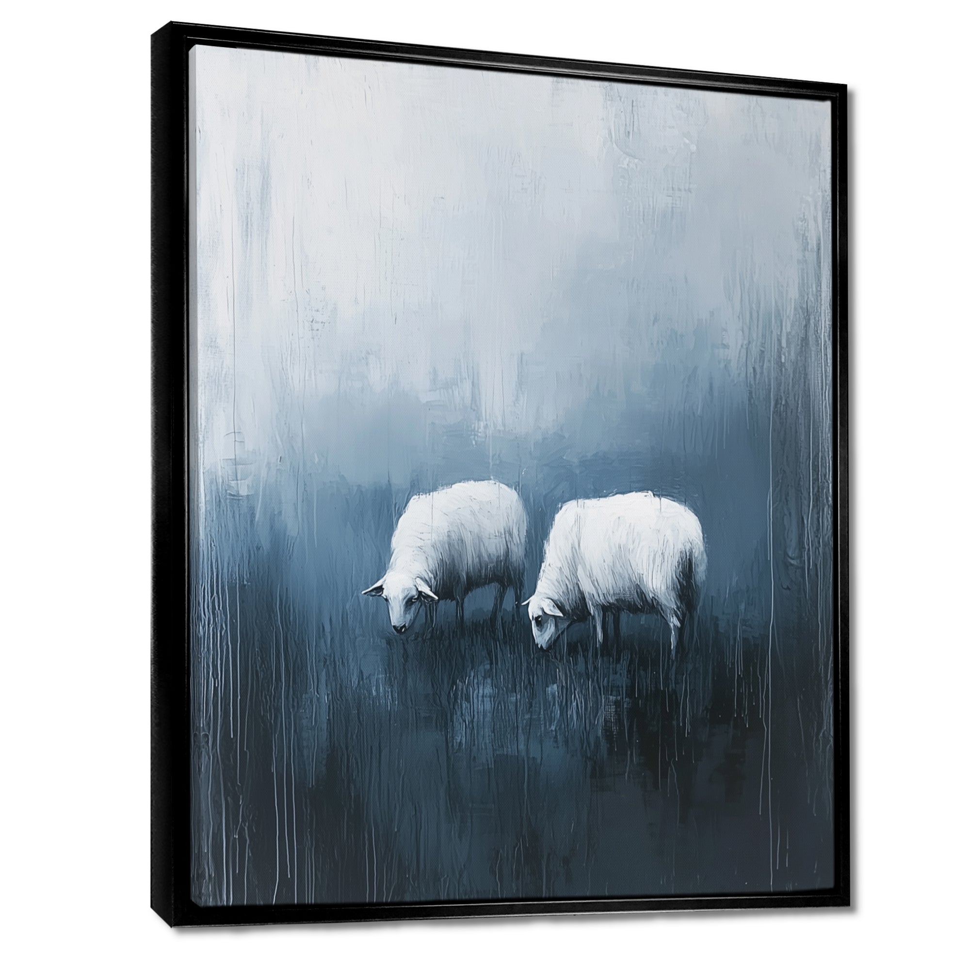 Minimalism Sheep In The Rain - White Sheep Wall Art