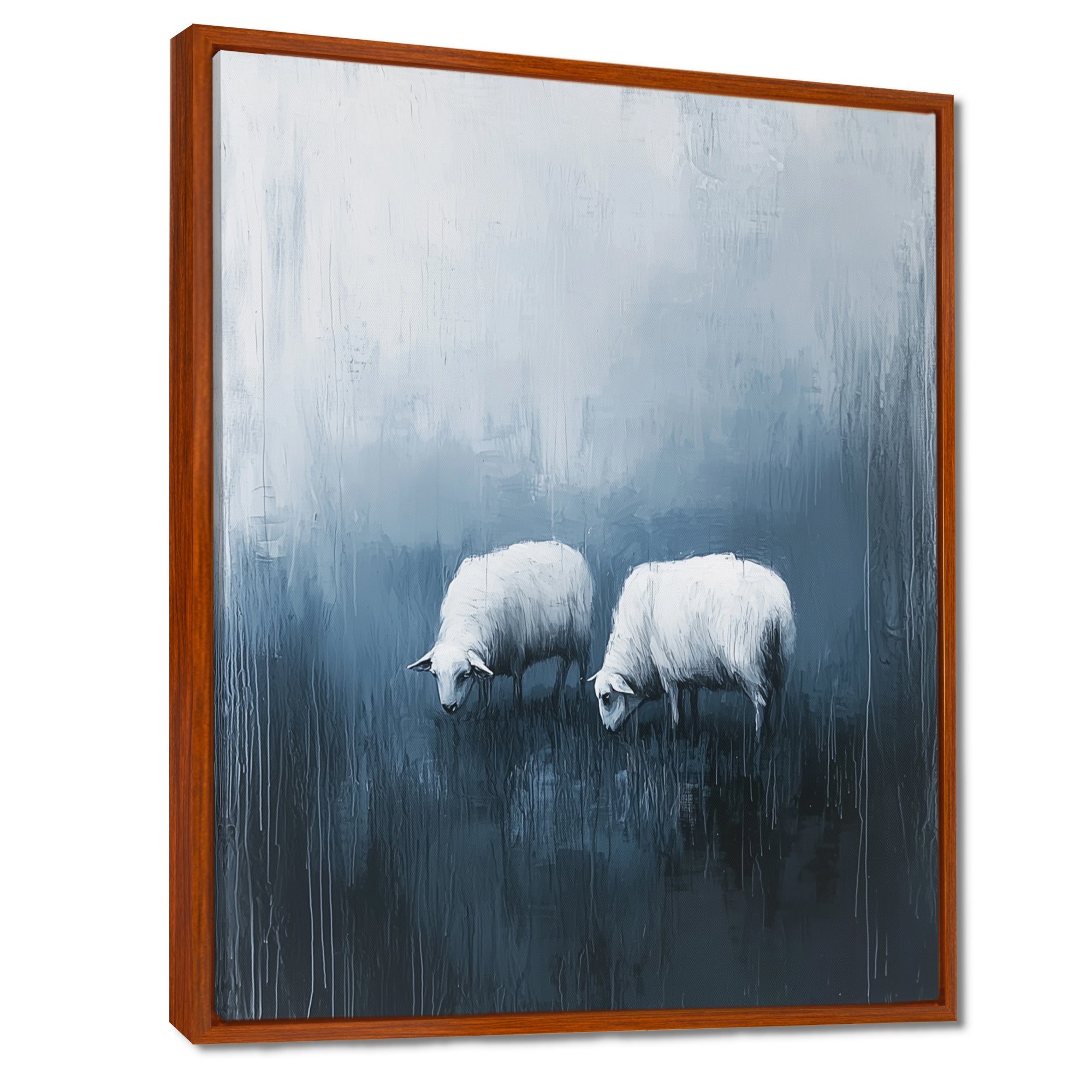 Minimalism Sheep In The Rain - White Sheep Wall Art