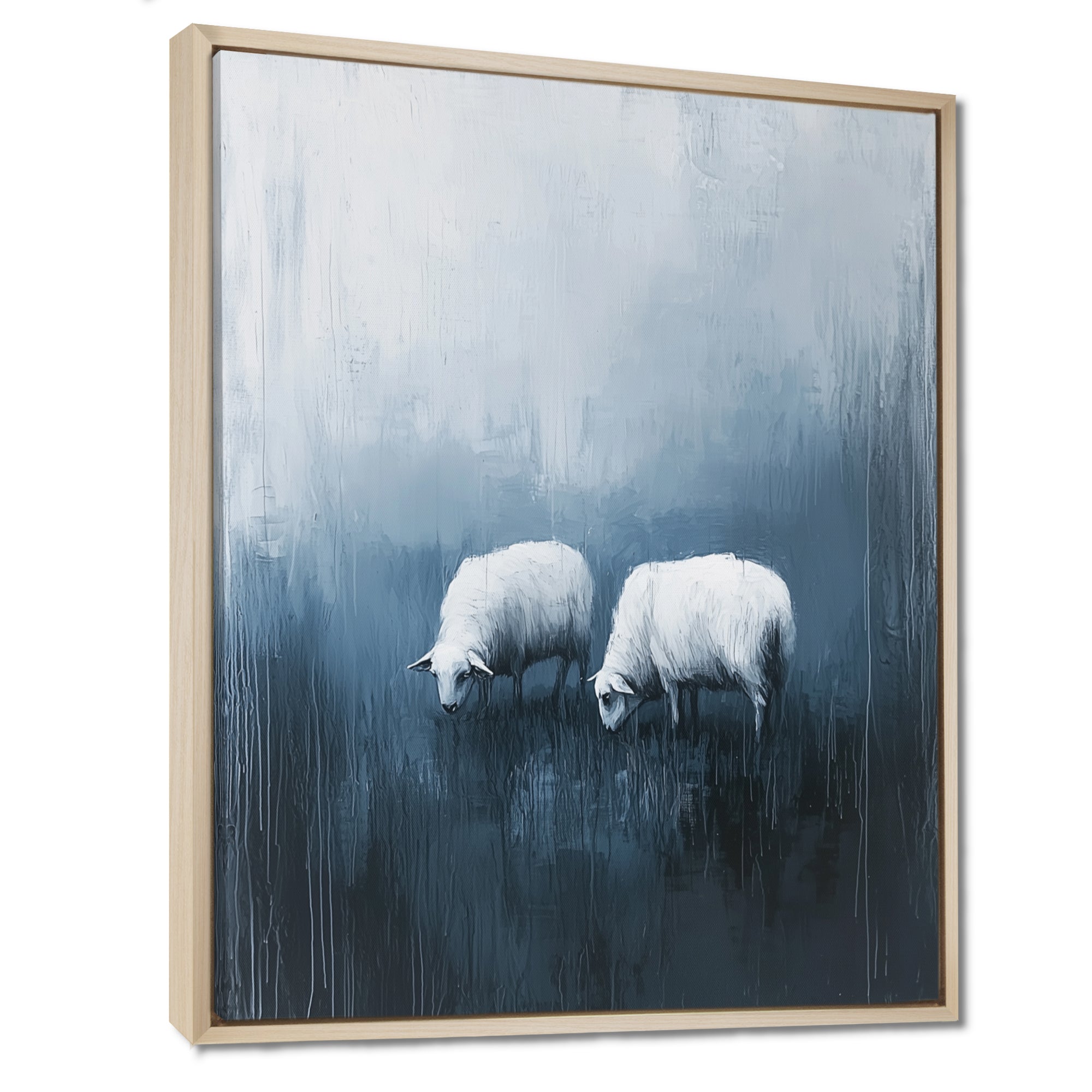 Minimalism Sheep In The Rain - White Sheep Wall Art