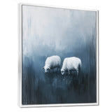 Minimalism Sheep In The Rain - White Sheep Wall Art