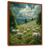 Sheep On The Hillside - Green Sheep Wall Art