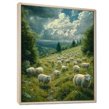 Sheep On The Hillside - Green Sheep Wall Art