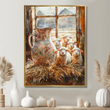 Sheep Portrait At The Farm - Sheep Large Canvas Wall Art