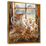 Sheep Portrait At The Farm - Sheep Large Canvas Wall Art