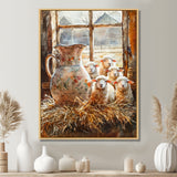 Sheep Portrait At The Farm - Sheep Large Canvas Wall Art